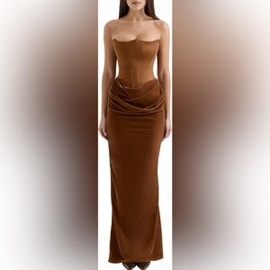 🔥SEND OFFERS🔥House of CB Persephone Strapless Corset Satin & Velvet Gown